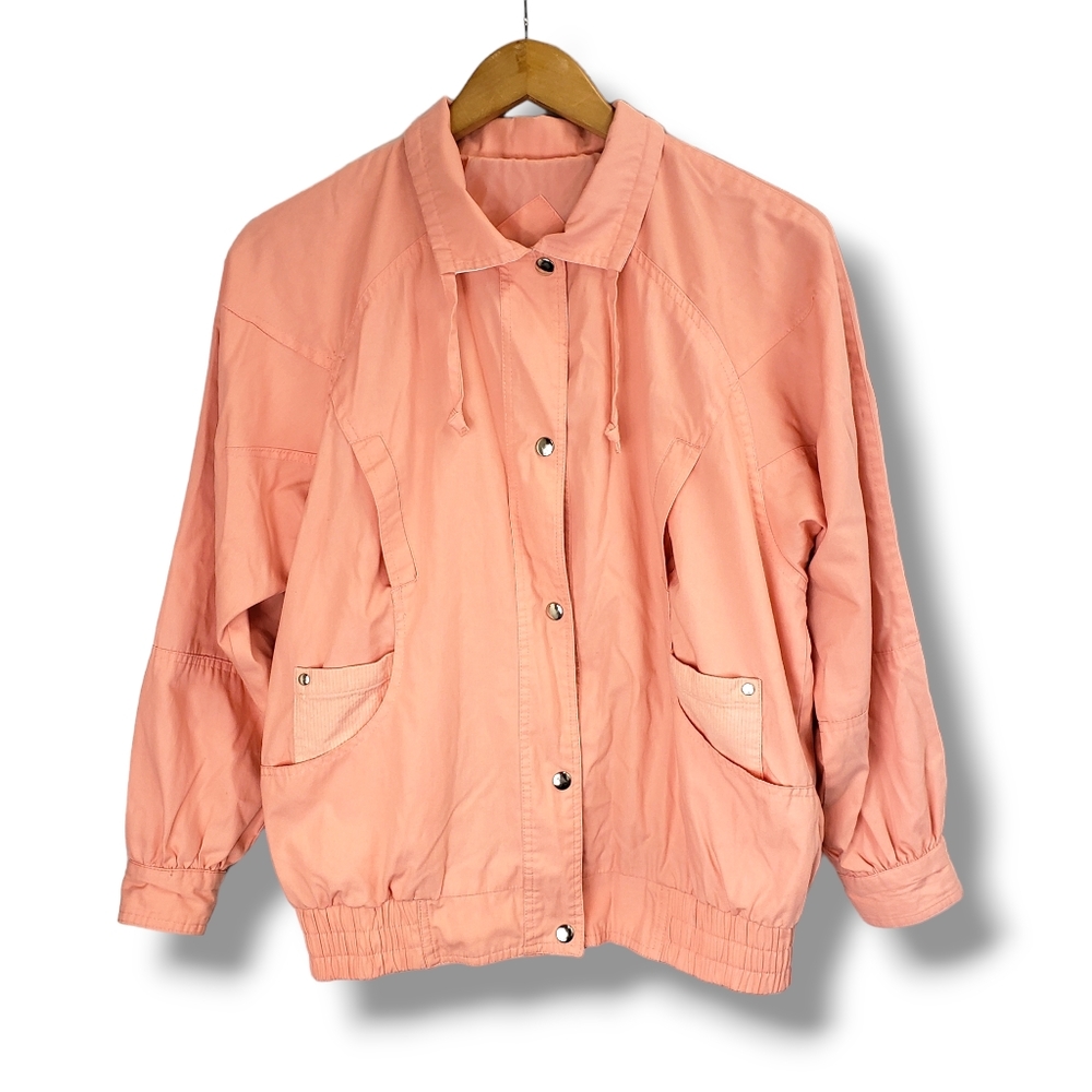 Vintage 90s Be in the Current Seen Peach Button-up Bomber Jacket Small